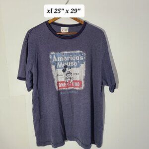 Vtg 90s Disney Mickey Mouse "America's Mouse Since 1928" Mens Blue XL Ringer Tee